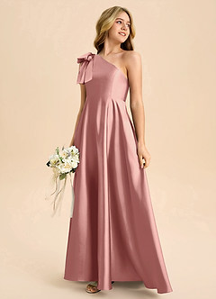 Azazie Penguin Junior Abito A-Line in Raso Elasticizzato Fiocco Rosetta image6