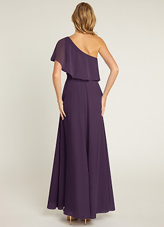 Azazie Lizzy Bridesmaid Dresses Plum A-Line One Shoulder Chiffon Dress image2