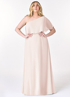 Azazie Lizzy Vestidos de damas de honor Vestido de Pétalo De Rosa de Gasa de Corte en A con Hombro unilateral image8