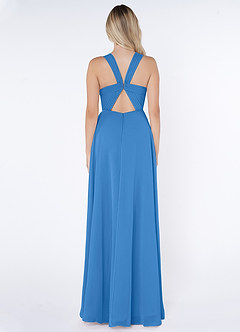 Azazie Jane Final Sale Blue Jay A-Line V-Neck Pleated Chiffon Dress image2