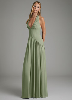 Azazie Alicia Bridesmaid Dresses Pistachio A-Line Pleated Chiffon Dress image3