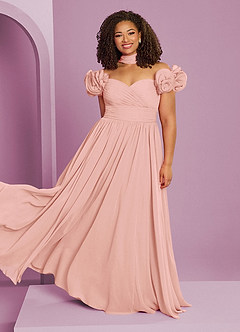 Barbie ♥ Azazie Bridesmaid Dresses Rosette A-Line Off the Shoulder Chiffon Convertible Dress image10
