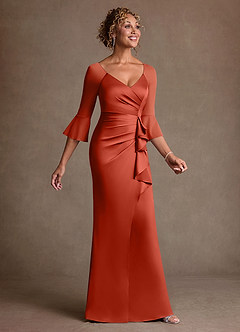 Azazie Nampa Suknie dla Matki Panny Młodej Osłona Pofałdowany Siatka Długość podłogi Sukienka image4