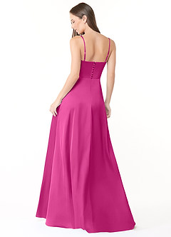 Azazie Halsey Brautjungfernkleider Etui Seitliche Cut-Outs Stretch-Satin Kleid Fuchsia image2