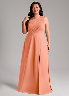 Azazie Phaedra Robes de demoiselle d'honneur Robe Trapèze en Mousseline de soie Ue épaule Coucher De Soleil image13