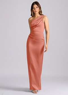 Azazie Akilah Brudtärnklänningar Klänning av Sjöjungfru i Stretch Satin One-shoulder Laxrosa image4