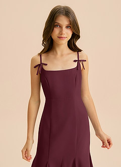 Azazie Evey Junior Cabernet Mermaid Pleated Chiffon Dress image6