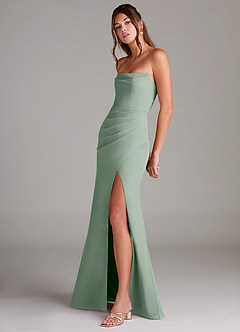 Azazie Leonis Bridesmaid Dresses Agave Sheath Strapless Chiffon Convertible Dress image3