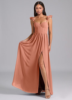 Azazie Denisse Bridesmaid Dresses MAI TAI A-Line Ruched Chiffon Dress image4