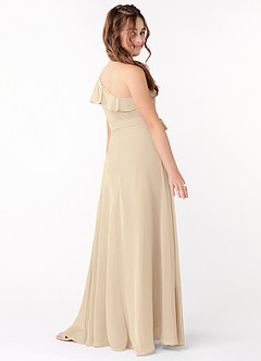 Azazie Eletta A-Line Ruched Chiffon Floor-Length Junior Bridesmaid Dress image3