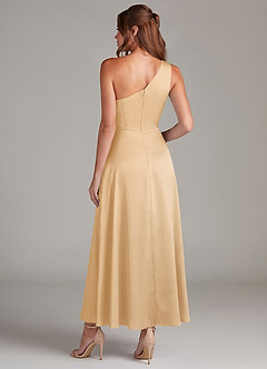 Azazie Brooke Suknie dla druhen Linia A Jedno ramię Satyna elastyczna Długość kostki Sukienka image7