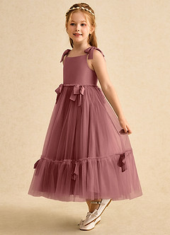 Azazie Jaci Flower Girl Dresses Amethyst A-Line Spaghetti Strap Chiffon Dress image1