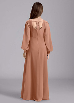 Azazie Bondi Junior Robe Trapèze en Mousseline de soie Blouson Bronze image2