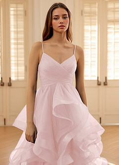 Carmencita Powder Pink A-line Ruffles Prom Dress image9