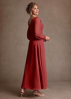 Azazie Paterson Mother of the Bride Dresses Rust A-Line Pleated Chiffon Dress image4