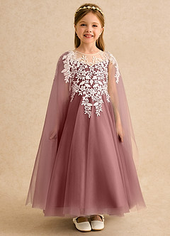 Azazie Dandelion Robe Demoiselle D'honneur Fillette Robe Princesse en Dentelle Rose Du Désert image3