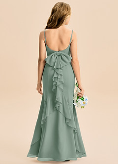 Azazie Lioren Junior Silver Sage Mermaid Bow Chiffon Dress image5