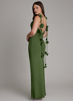 Azazie Kalico Bridesmaid Dresses Olive Mermaid Pleated Chiffon Dress image8