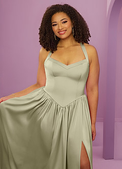 Barbie ♥ Azazie Bridesmaid Dresses Pistachio A-Line with Pockets Stretch Satin Dress image13
