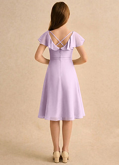 Azazie Narin Girls Formal Robe Demoiselle D'honneur Fillette Robe Trapèze en Mousseline de soie avec manches Frostiges Flieder image2