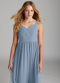 Azazie Chanel Junior Blushing Pink A-Line Sweetheart Neckline Chiffon Dress image6