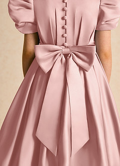 Azazie Miriam Flower Girl Dresses Rose Gold Ball-Gown Pleated Matte Satin Dress image9