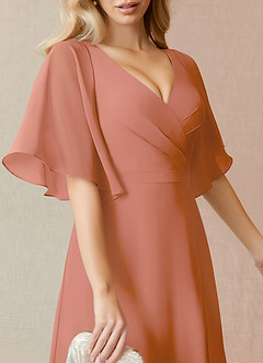 Azazie Cierra Final Sale MAI TAI A-Line V-Neck Chiffon Dress image7