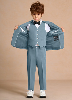 front Oliver Lyseblå Drenge 5-delt jakkesæt med butterfly