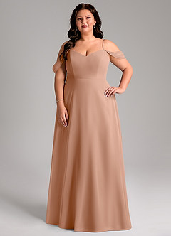 Azazie Marley Bridesmaid Dresses Champagne Rose A-Line Off the Shoulder Chiffon Convertible Dress image11