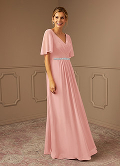 Azazie Tricia Mother of the Bride Dresses Rosette A-Line V-Neck Pleated Chiffon Dress image4