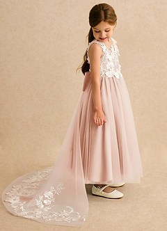 Azazie Mixie Flower Girl Dresses English Rose Ball-Gown Lace Dress image3