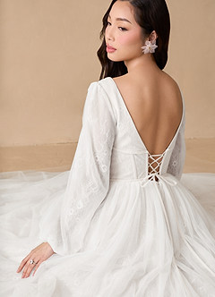 Azazie Cressida Wedding Dresses Diamond White Ball-Gown Lace Tulle Dress image5