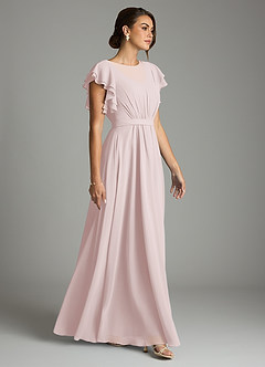 Azazie Daphne Modest Bridesmaid Dresses A-Line Ruffled Chiffon Floor-Length Dress image4