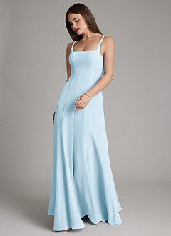 Azazie Nyla Kleider zum Anprobieren zu Hause A-Linie Rechteckiger Ausschnitt Chiffon Kleid Himmelblau image6