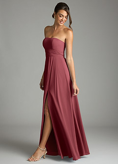 Azazie Tamira Suknie dla druhen Linia A Pofałdowany Szyfon Do ziemi Sukienka image3