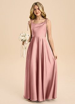 Azazie Popsy Junior Robe Trapèze en Satin extensible Arc Rosette image5