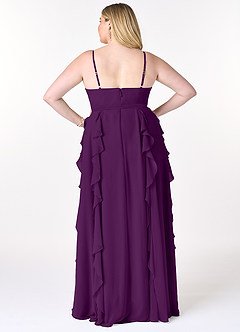 Azazie Peyton Bridesmaid Dresses Grape A-Line Ruched Chiffon Dress image8