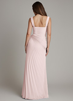 Azazie Amberly At-home Try On Dresses Blushing Pink Sheath Sweetheart Neckline Chiffon Dress image2