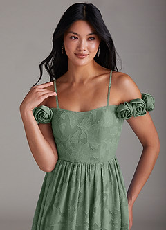 Azazie Autumn Vestidos de damas de honor Vestido de Matcha de Devorado Floral de Corte en A Convertible con Vestidos sin tirantes image2