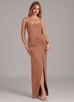 Azazie Ayla Final Sale Bronzer Sheath Sweetheart Neckline Chiffon Dress image3