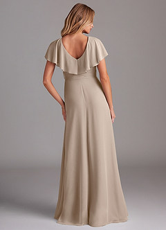Azazie Lainey Bridesmaid Dresses Taupe A-Line with Pockets Chiffon Dress image7