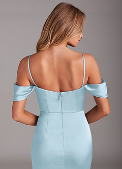 Azazie Saige Brautjungfernkleider Meerjungfrau-Linie Schulterfrei Stretch-Satin Kleid Himmelblau image6