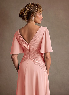 Azazie Milliat Mère de la mariée Robes Robe Trapèze en Mousseline de soie Dentelle Rosette image6
