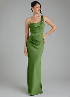 Azazie Sabrina Bridesmaid Dresses Basil Mermaid Corset Stretch Satin Dress image7
