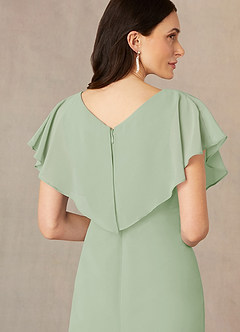 Azazie Julia Mother of the Bride Dresses Dusty Sage Sheath V-Neck Pleated Chiffon Dress image5