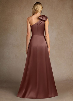 Azazie Easton Mother of the Bride Dresses Espresso A-Line One Shoulder Stretch Satin Dress image3