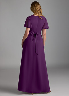Azazie Zaniah Bridesmaid Dresses Grape A-Line Chiffon Dress image2