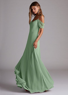 Azazie Marley Bridesmaid Dresses Matcha A-Line Off the Shoulder Chiffon Convertible Dress image3