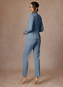 front Whitney Dusty Blue Structured Stretch Full Length Dress Pants