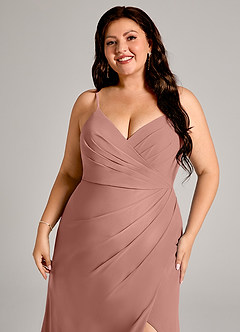 Azazie Maci Bridesmaid Dresses Cedar Rose Sheath Pleated Chiffon Dress image12